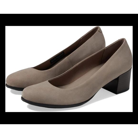 ECCO taupe Dress Classic 35 Pump block low heels  sz 5.5 new $170 - Picture 1 of 7